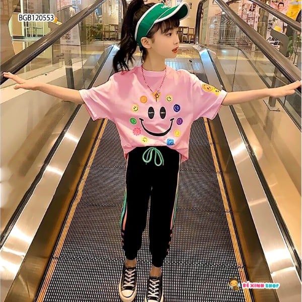 Set thể thao mặt cười dễ thương cho bé gái BGB120552