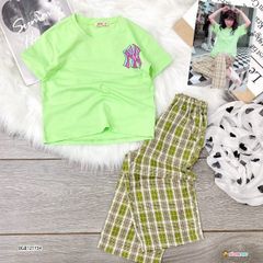 [XẢ KHO] Set NY quần ống rộng caro dễ thương cho bé gái BGB121737