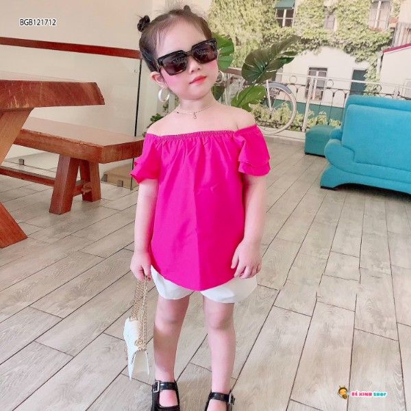 [XẢ KHO] Set áo trễ vai quần Mango dễ thương cho bé gái BGB121711