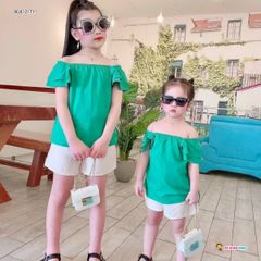 [XẢ KHO] Set áo trễ vai quần Mango dễ thương cho bé gái BGB121711