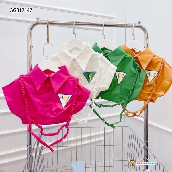 Sơ mi phối dây dễ thương cho bé gái AGB17147