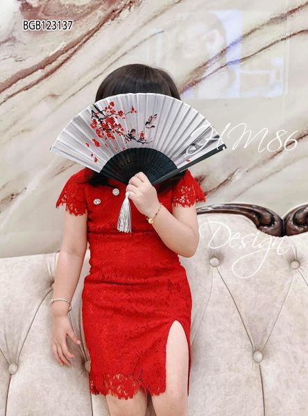 Sườn xám cách tân phối ren dễ thương cho bé gái đi chơi Lễ Tết BGB123137