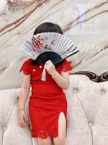 Sườn xám cách tân phối ren dễ thương cho bé gái đi chơi Lễ Tết BGB123137