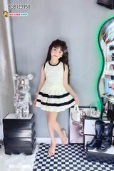 Set áo sát nách váy phối sọc dễ thương cho bé gái BGB123950