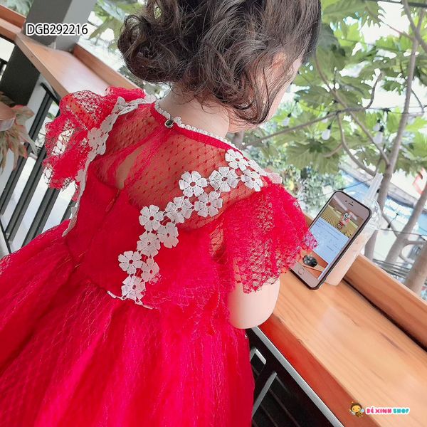 Đầm phối hoa ren dễ thương cho bé gái DGB292216