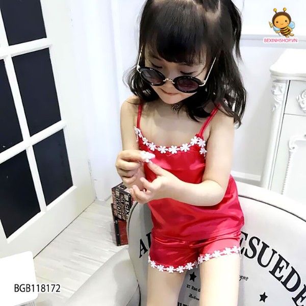 [XẢ KHO] Bộ phi lụa phối ren mặc nhà cho bé gái BGB118172