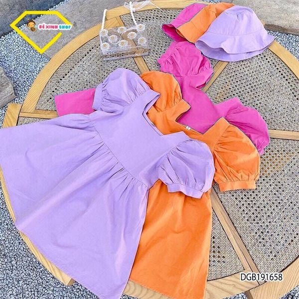 [XẢ KHO] Đầm cổ vuông kèm nón dễ thương cho bé gái DGB191658
