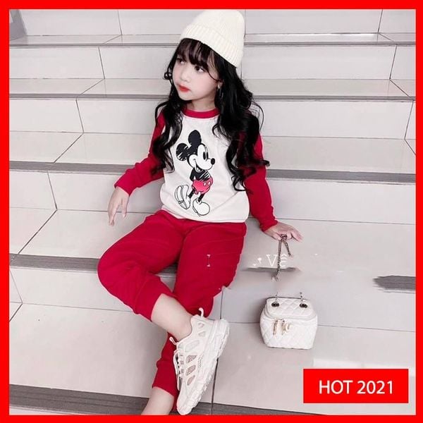 [XẢ KHO] Bộ dài tay thu đông Mickey dễ thương cho bé trai & bé gái BXG044