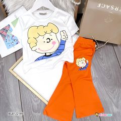 Set áo hình CÔ BÉ quần ống loe  dễ thương cho bé gái BGB120752