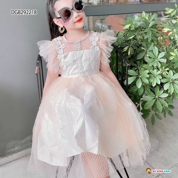 Đầm phối hoa ren dễ thương cho bé gái DGB292216