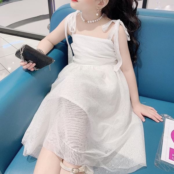 [XẢ KHO] Đầm dây kim tuyến phối nơ dễ thương cho bé gái DGB291920