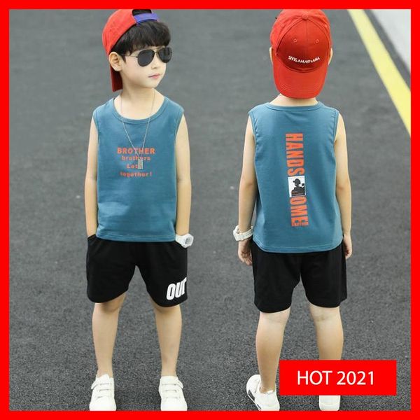 [XẢ KHO] Bộ sát nách in hình chữ bé trai cộc tay BXG048