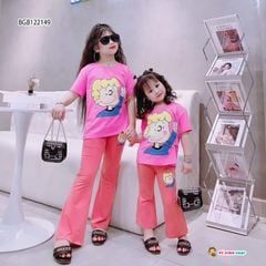 Set áo hình CÔ BÉ quần ống loe  dễ thương cho bé gái BGB120752