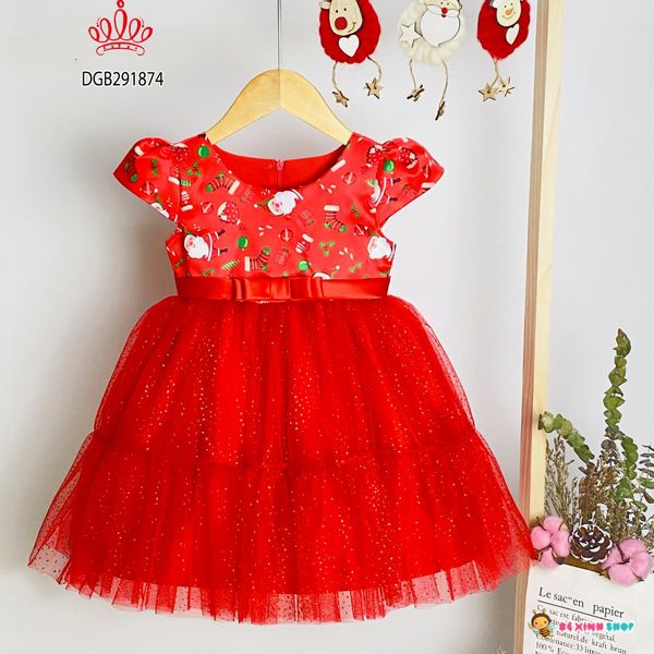 Đầm noel phối lưới dễ thương cho bé gái DGB291874