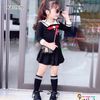 Set áo dài tay cổ sơ mi nơ kèm chân váy dễ thương cho bé gái BGB119168