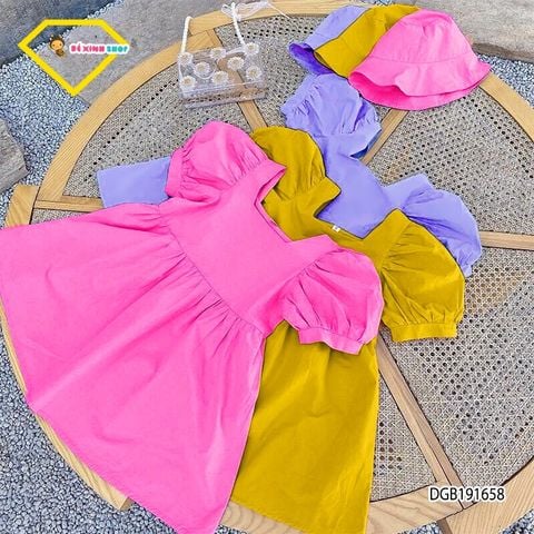 [XẢ KHO] Đầm cổ vuông kèm nón dễ thương cho bé gái DGB191658