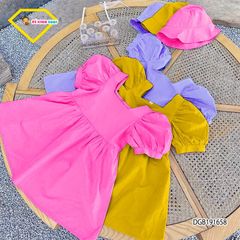 [XẢ KHO] Đầm cổ vuông kèm nón dễ thương cho bé gái DGB191658