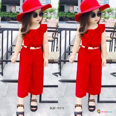 Bộ bé gái nút bọc kèm băng đô dễ thương cho bé gái BGB119369