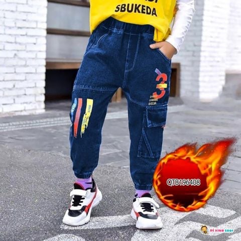[XẢ KHO] Quần jeans jogger in số 3 dễ thương cho bé trai từ QTB196407