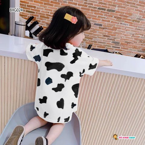 [XẢ KHO] Đầm form rộng in bò sữa BXG024