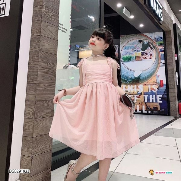 [XẢ KHO] Đầm dây kim tuyến phối nơ dễ thương cho bé gái DGB291920