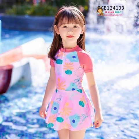 (Kèm nón) Set váy bơi liền chip kèm nón dễ thương cho bé gái BGB124133