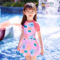 (Kèm nón) Set váy bơi liền chip kèm nón dễ thương cho bé gái BGB124133