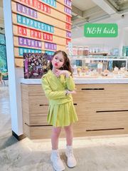 Set áo vest TAY DÀI chân váy xếp ly dễ thương cho bé gái BGB122996