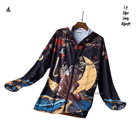 Áo đi câu cá đẹp lý ngư vọng nguyệt