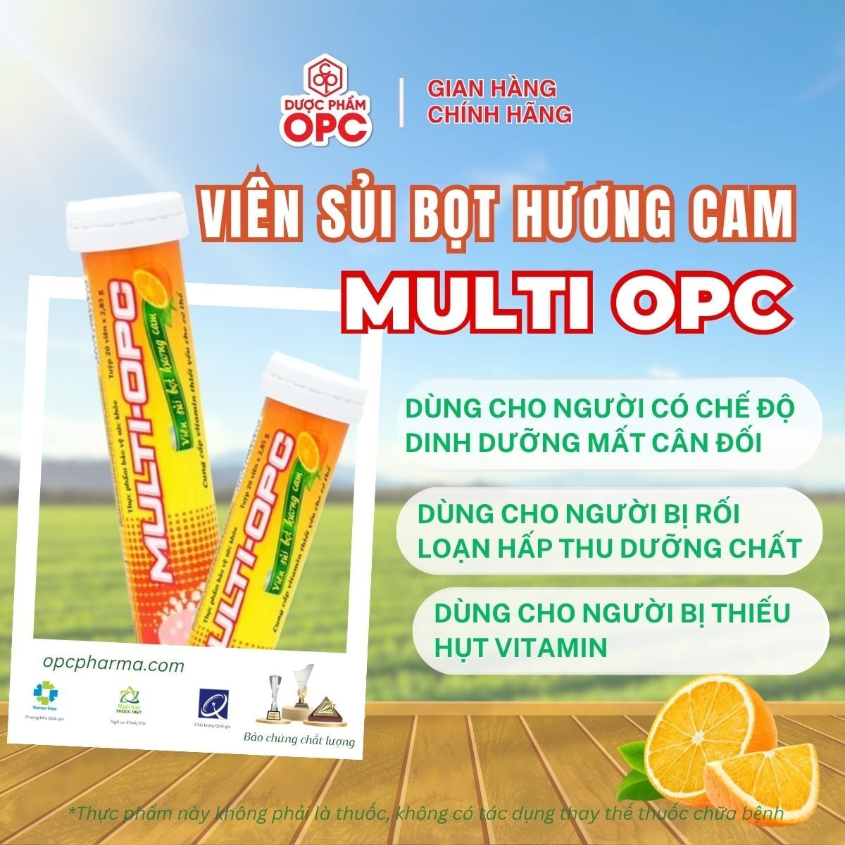  TPBVSK Viên sủi bọt hương cam MULTI - OPC® 