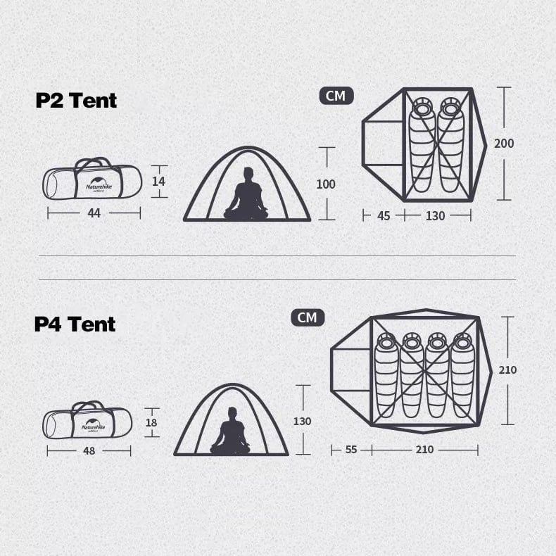 Lều 4 người khung nhôm Naturehike P-series NH18Z044-P