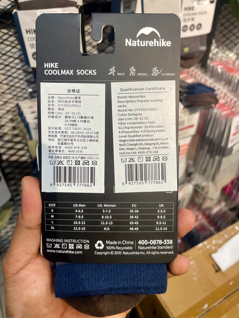 Vớ/Tất COOLMAX Trekking chuyên dụng Naturehike CYY2551FS011