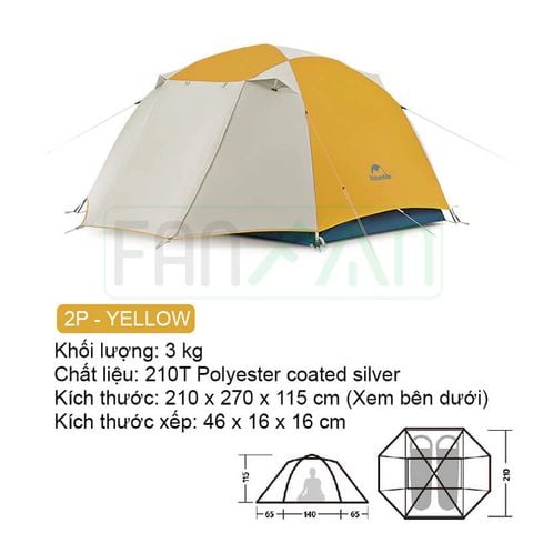 Lều 2 - 3 người, 2 lớp Naturehike  CNK2300ZP024