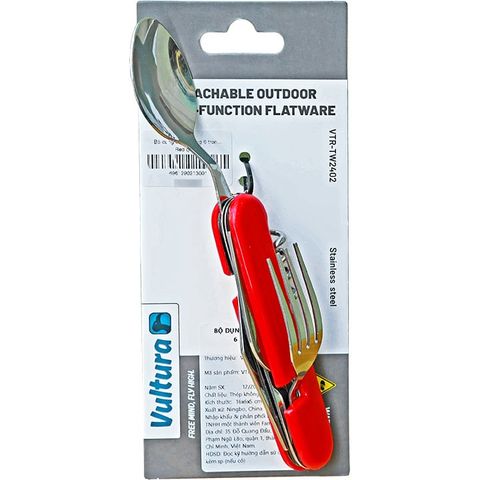 Bộ đồ ăn 2 mảnh dao muỗng nĩa dã ngoại 6 trong 1 Vultura VTR-TW2402