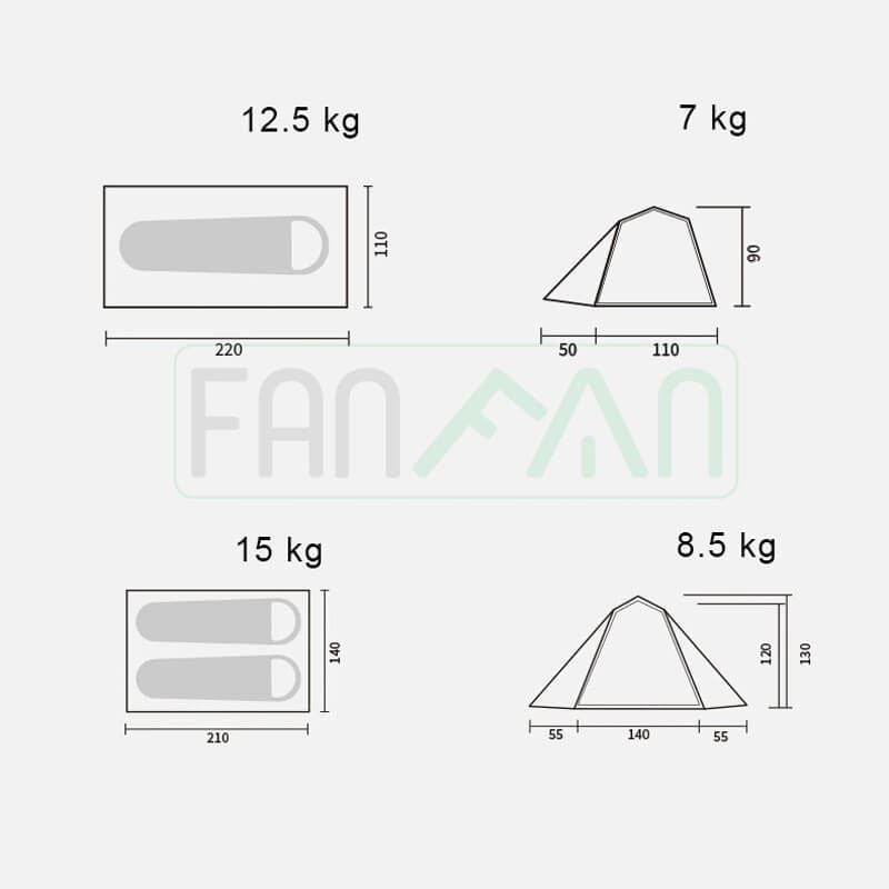 Lều tự bung 1-2 người Naturehike CNH22ZP001 dùng được với sàn (cot) cao cách đất