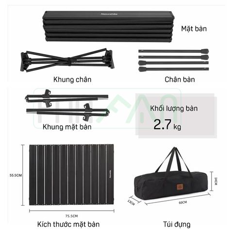 Bàn nhôm xếp gọn dã ngoại FT11 Naturehike CNH22JU037