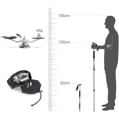 Bộ 2 gậy leo núi trekking carbon xếp gọn Naturehike NH20DS003