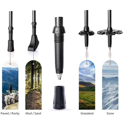 Bộ 2 gậy leo núi trekking carbon xếp gọn Naturehike NH20DS003