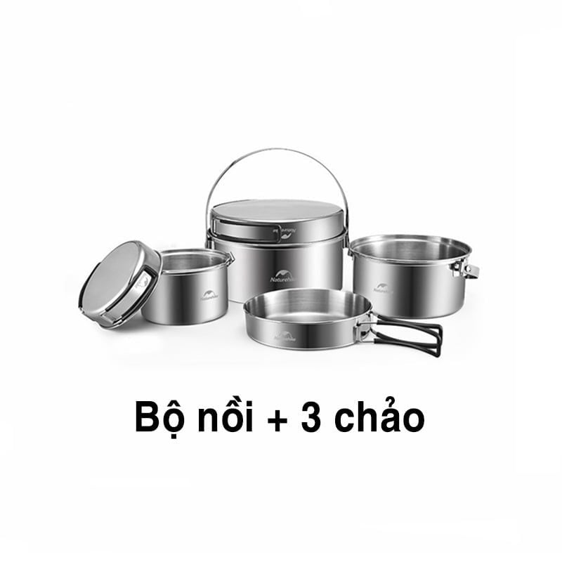 Bộ nồi dã ngoại inox xếp gọn Naturehike NH22CJ005