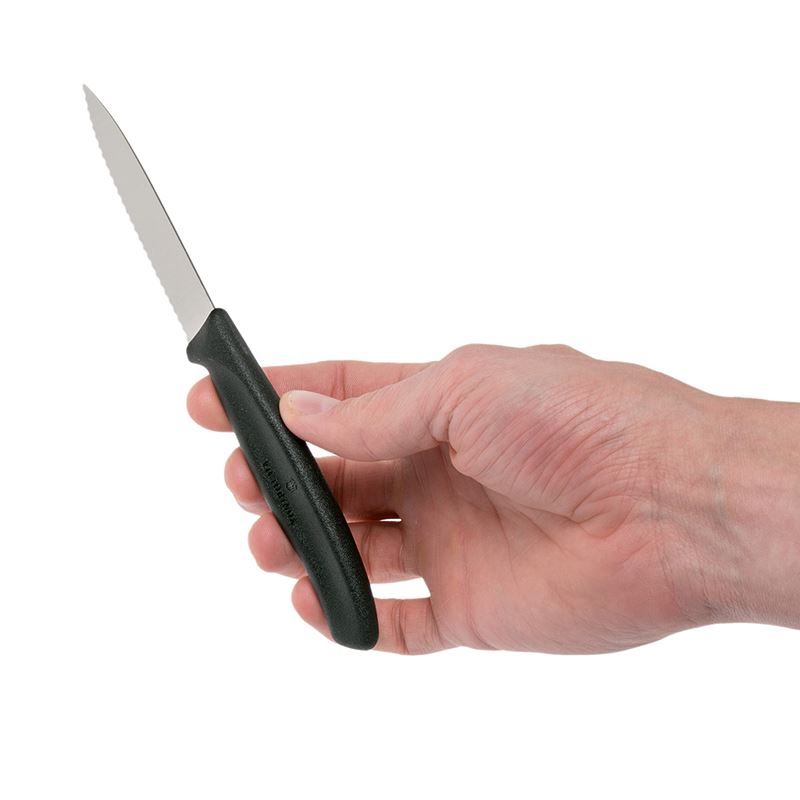 Dao gọt 8cm Victorinox wavy edge Paring Knife, Black - 6.7633