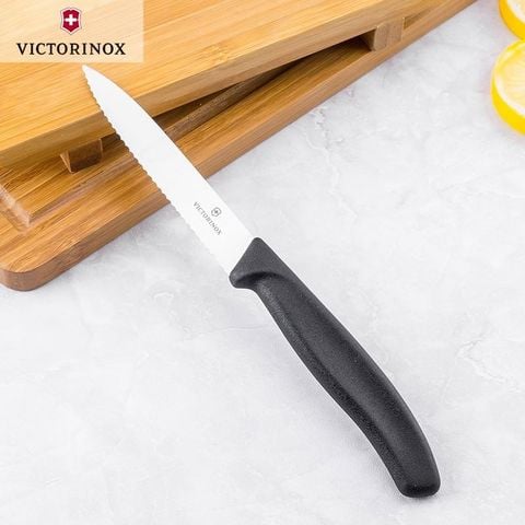 Dao gọt 10cm Victorinox Wavy edge Paring knives, Black 6.7733