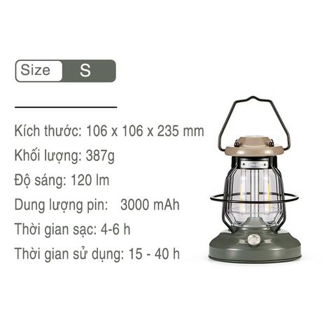 Đèn bão cắm trại cổ điển Naturehike NH21ZM010