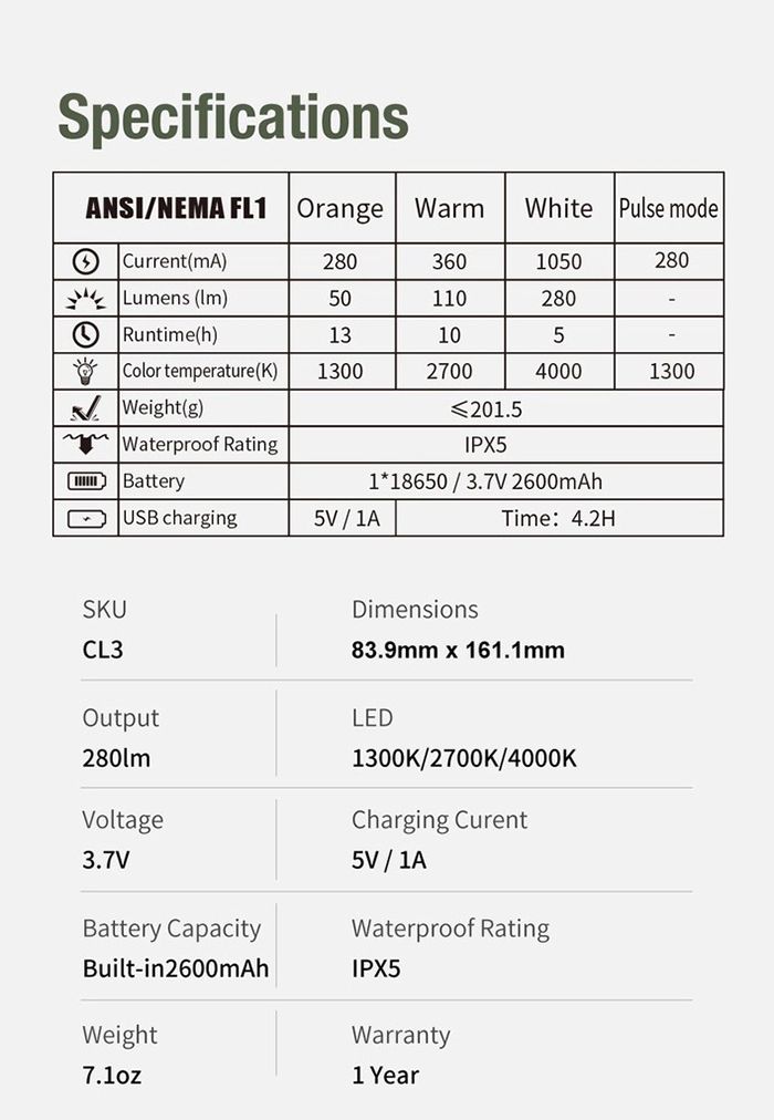 Đèn lồng cắm trại Klarus CL3