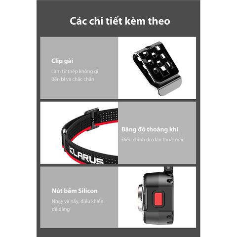 Đèn pin đeo đầu gài mũ siêu nhẹ KLARUS HM3