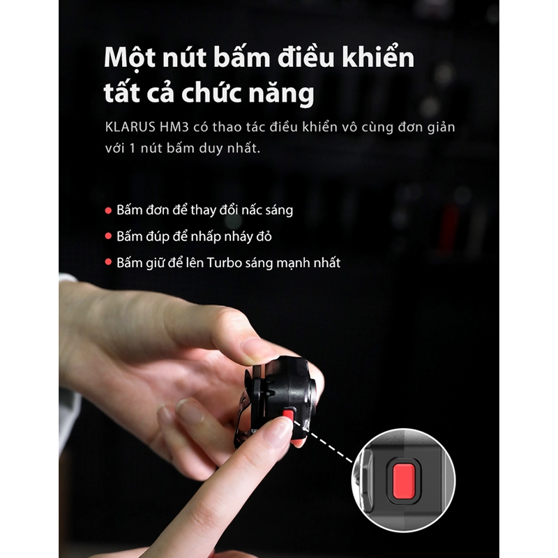 Đèn pin đeo đầu gài mũ siêu nhẹ KLARUS HM3
