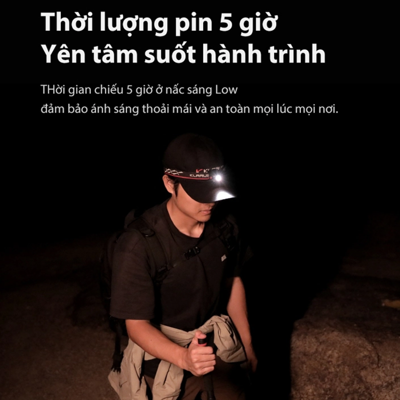 Đèn pin đeo đầu gài mũ siêu nhẹ KLARUS HM3