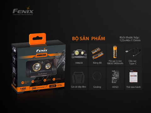 Đèn Pin Đội Đầu Fenix HM65R 1400 Lumens