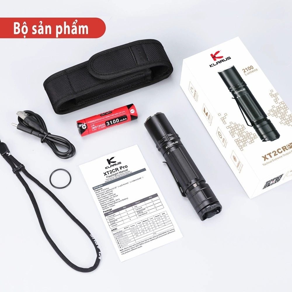 Đèn pin KLARUS XT2CR PRO LED CREE XHP35 HD 2100 LUMENS