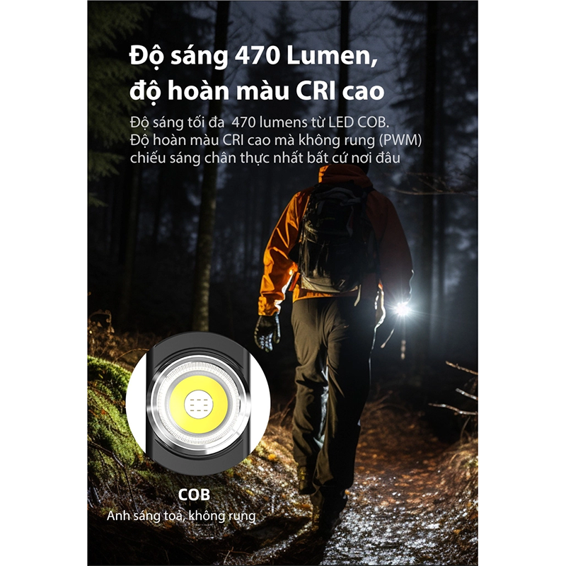 Đèn pin mini kẹp nón Klarus E5