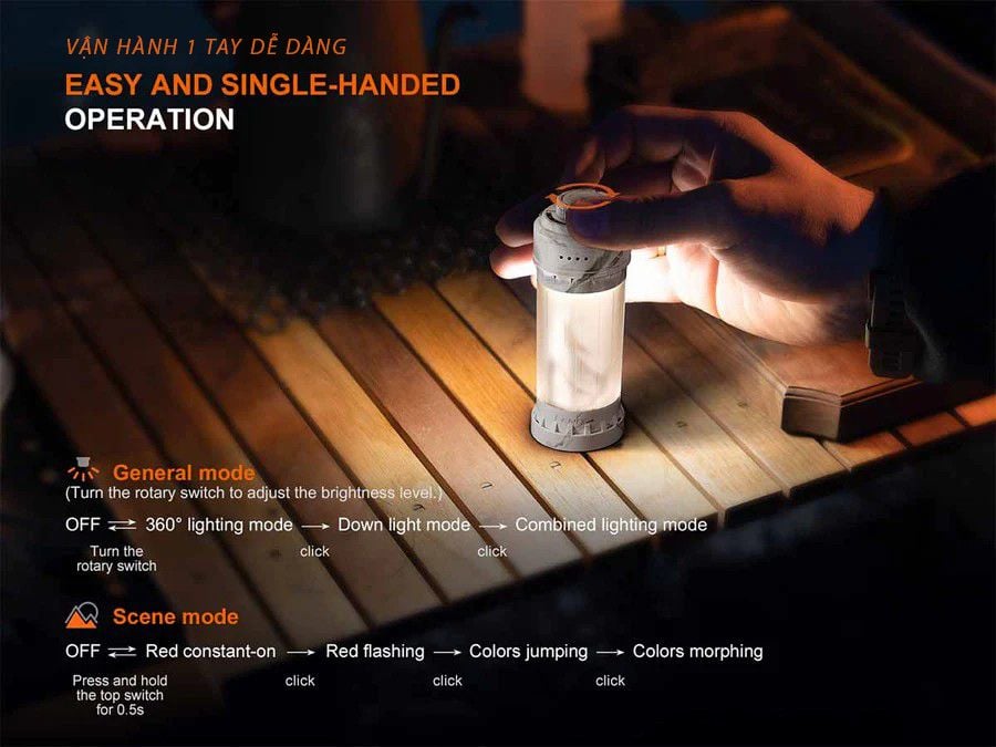 Đèn Pin Treo Lều Cắm Trại Fenix CL22R 500lm